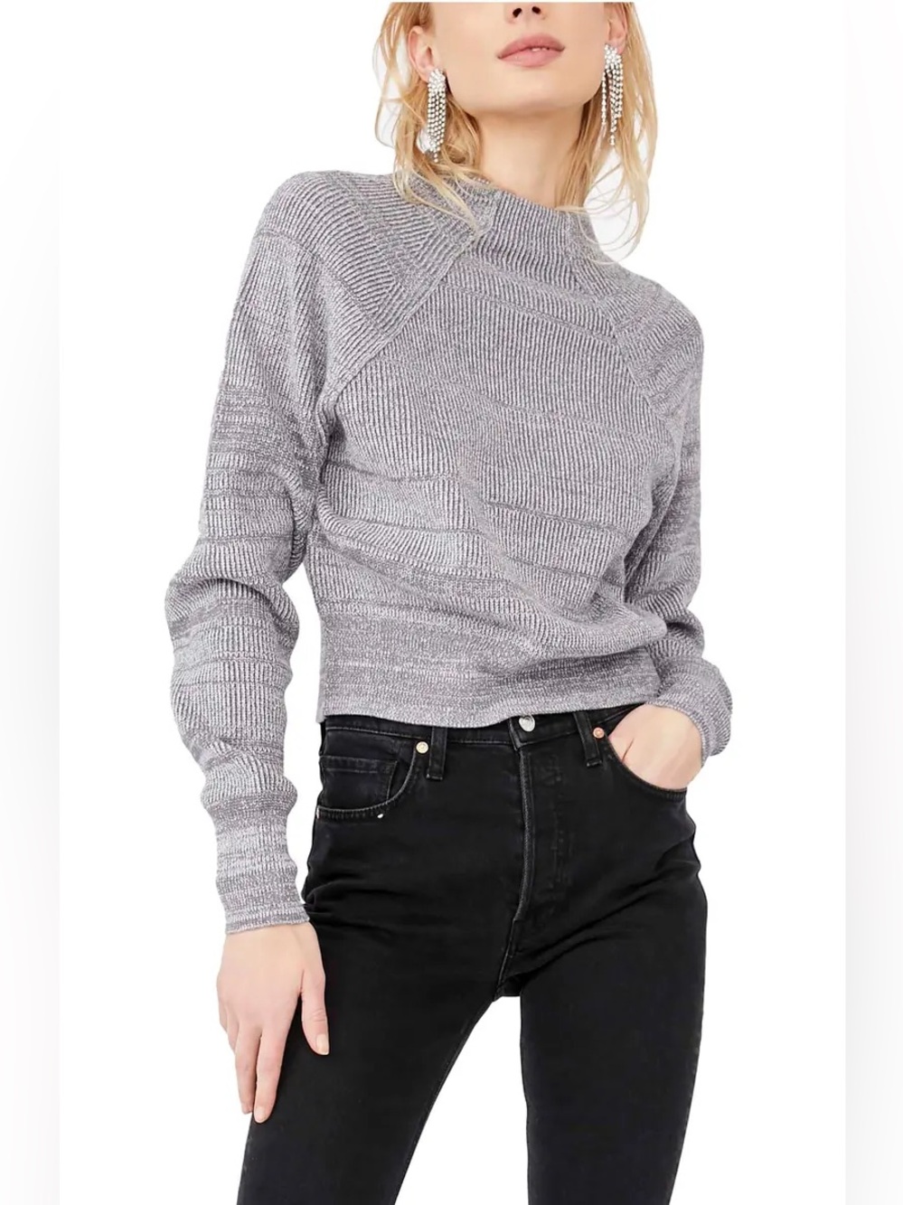 Free People Ribknit Pullover | “Too Good” Sweater — Gray